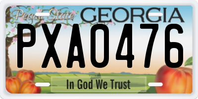 GA license plate PXA0476
