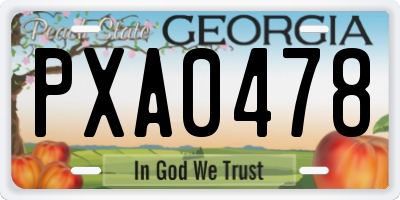 GA license plate PXA0478