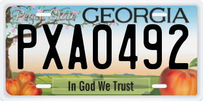 GA license plate PXA0492