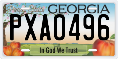 GA license plate PXA0496