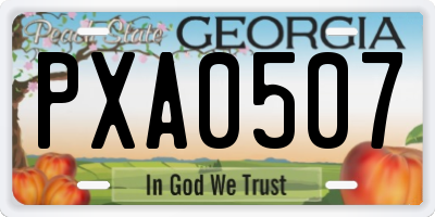 GA license plate PXA0507