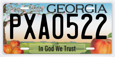 GA license plate PXA0522