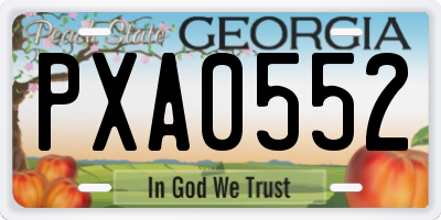 GA license plate PXA0552
