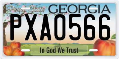 GA license plate PXA0566