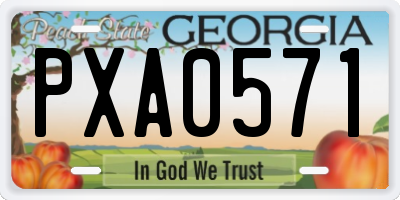 GA license plate PXA0571