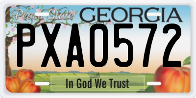 GA license plate PXA0572