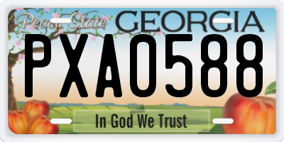 GA license plate PXA0588