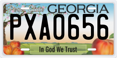 GA license plate PXA0656