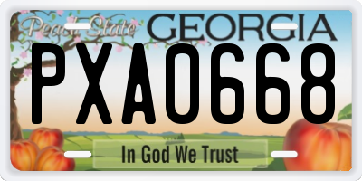 GA license plate PXA0668