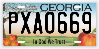GA license plate PXA0669
