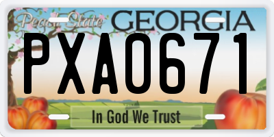GA license plate PXA0671