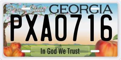 GA license plate PXA0716