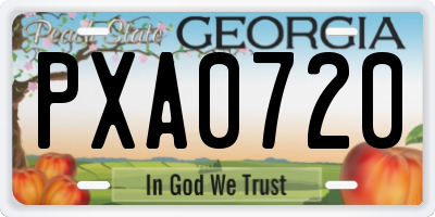 GA license plate PXA0720