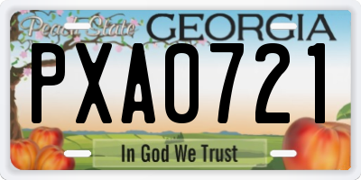 GA license plate PXA0721