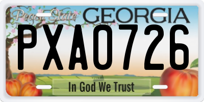 GA license plate PXA0726