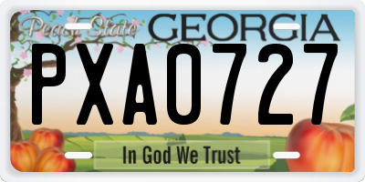 GA license plate PXA0727