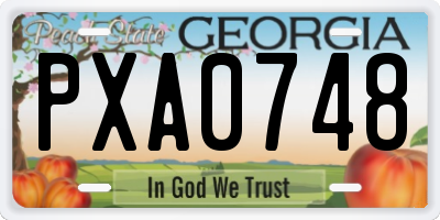 GA license plate PXA0748