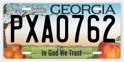 GA license plate PXA0762