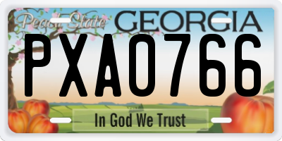 GA license plate PXA0766
