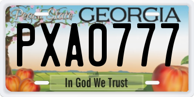 GA license plate PXA0777