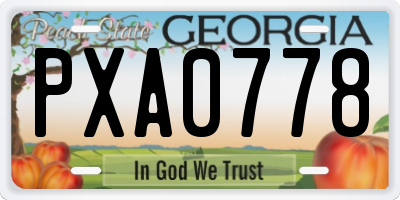 GA license plate PXA0778