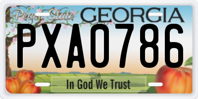 GA license plate PXA0786