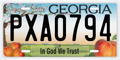 GA license plate PXA0794