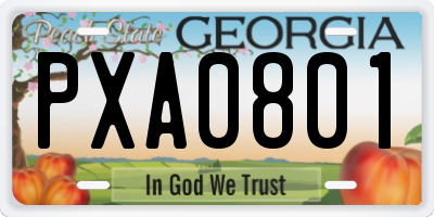GA license plate PXA0801