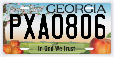 GA license plate PXA0806