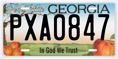 GA license plate PXA0847