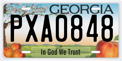 GA license plate PXA0848