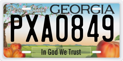 GA license plate PXA0849