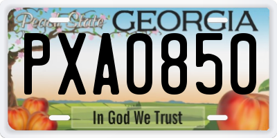 GA license plate PXA0850