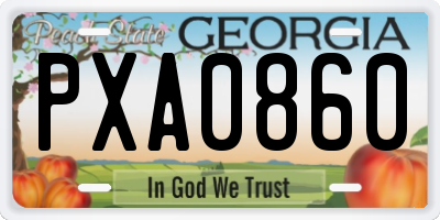 GA license plate PXA0860