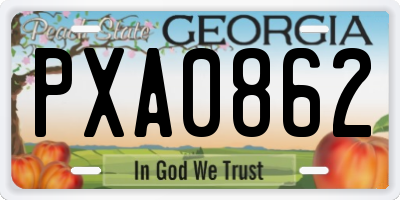 GA license plate PXA0862