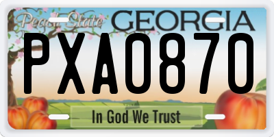 GA license plate PXA0870