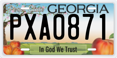 GA license plate PXA0871
