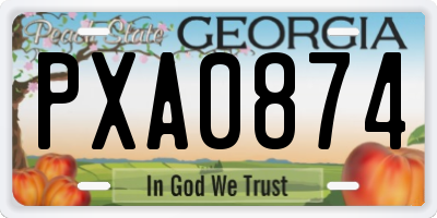 GA license plate PXA0874
