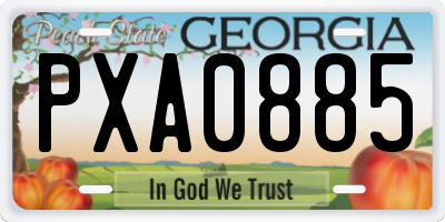 GA license plate PXA0885