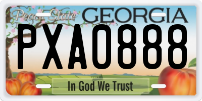 GA license plate PXA0888