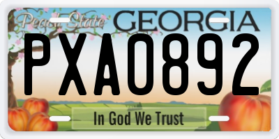 GA license plate PXA0892