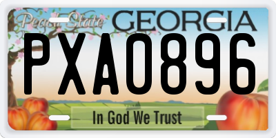 GA license plate PXA0896