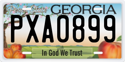 GA license plate PXA0899