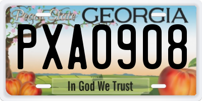 GA license plate PXA0908