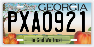 GA license plate PXA0921