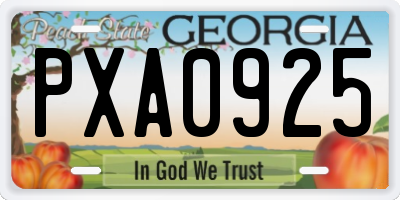 GA license plate PXA0925