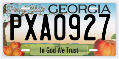 GA license plate PXA0927