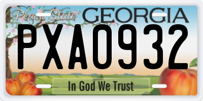 GA license plate PXA0932