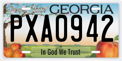 GA license plate PXA0942
