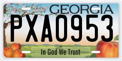 GA license plate PXA0953
